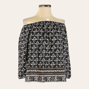 Madewell Silk Black Floral Gardenhouse Off-the-Shoulder Blouse Size XS